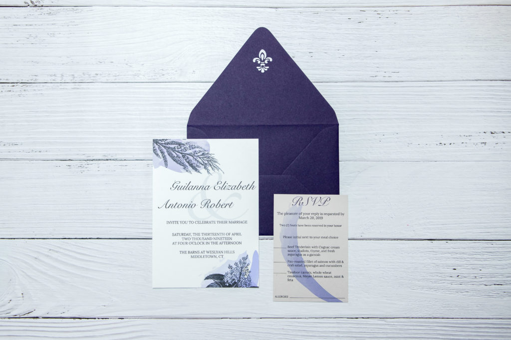 invitation set with euro flap envelope and die-cut
